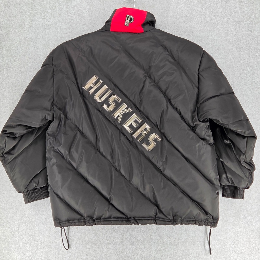 Vintage Pro Layer Men XXL Huskers Nebraska‎ Cornhuskers Down Puffer Jacket Black